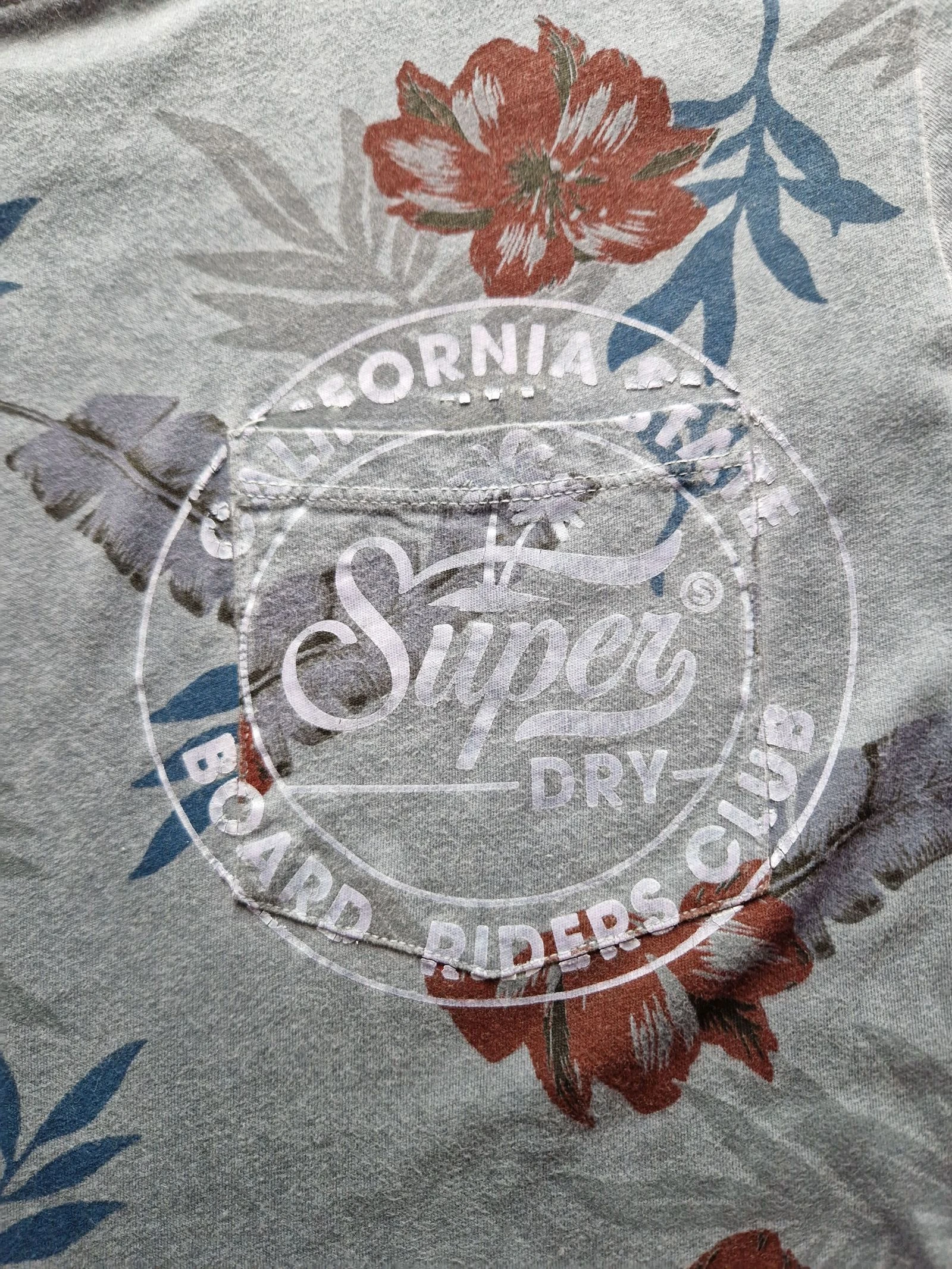 T-shirt Superdry homem estampado floral cinza bordô tamanho G – photo 4
